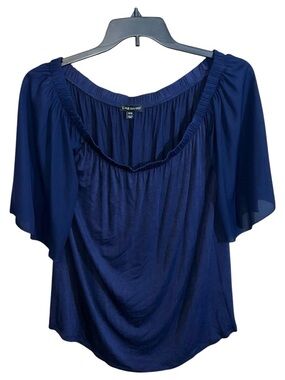 Lane Bryant Split Shoulder Blouse Top Women’s 14/16 Blue Short Sleeve